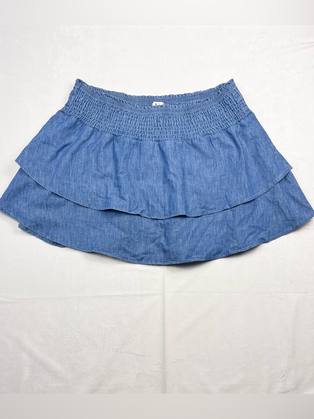 Penningtons d/C Jeans Chambray Smocked Tiered Ruffle Mini Skirt Size 1X